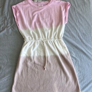 Lou & Grey Tie Dye Cozy Cotton Terry Pocket Dress Women's Size Large Pink White
